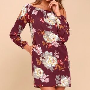 Ali & Jay Jade Plum Multicolor Floral Print Off-the-Shoulder Shift Dress Size M